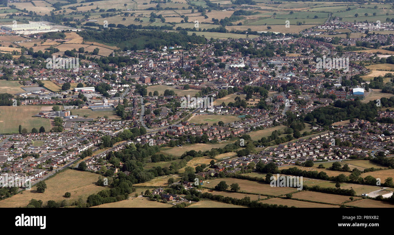 Luftaufnahme von Cheadle, Staffordshire, Großbritannien Stockfoto