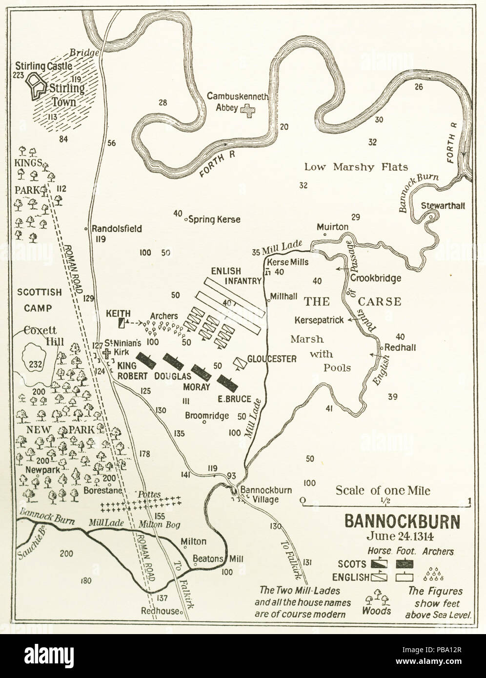 Schlacht von Bannockburn Stockfoto