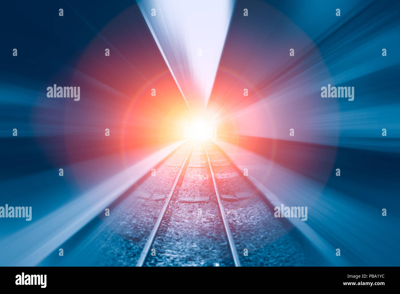 Die Bahn mit Zoom verschieben schnell High speed motion blur für Business Konzept durchführen, abstrakt, Hintergrund Stockfoto