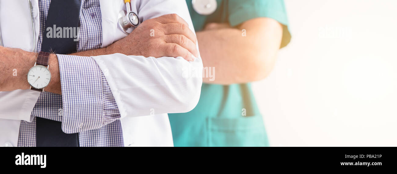 Arzt Krankenhaus professionelle Leute Health Care Services Menschen breite horizontale Banner für Hintergrund. Stockfoto