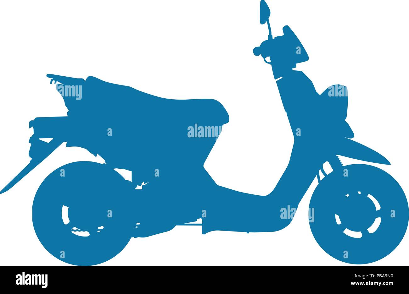 Silhouette von Blue motor scooter - Moped Stock Vektor