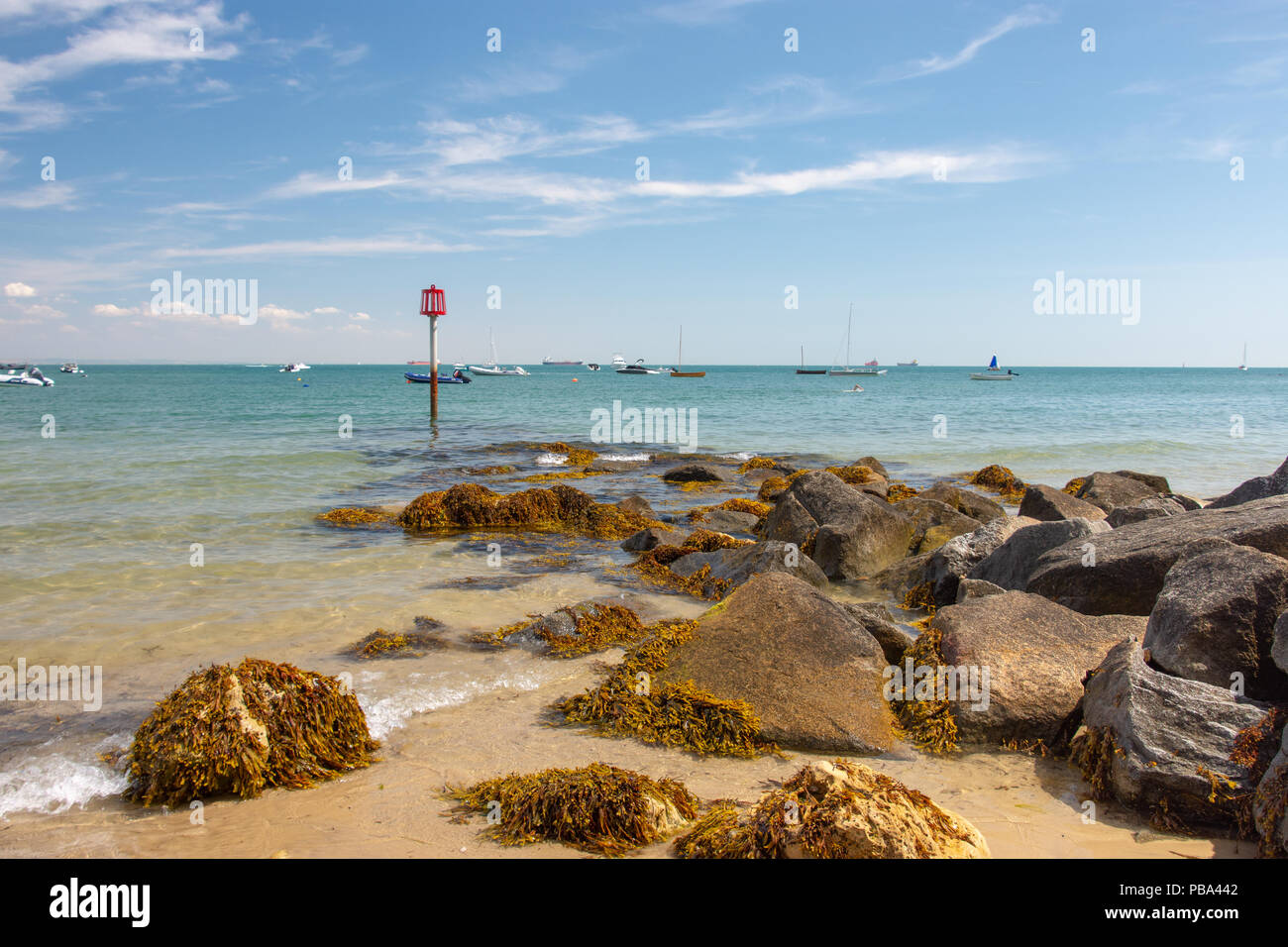 Die Küste bei Seaview, Isle of Wight, Großbritannien an einem heißen Juli Tag 2018 Stockfoto