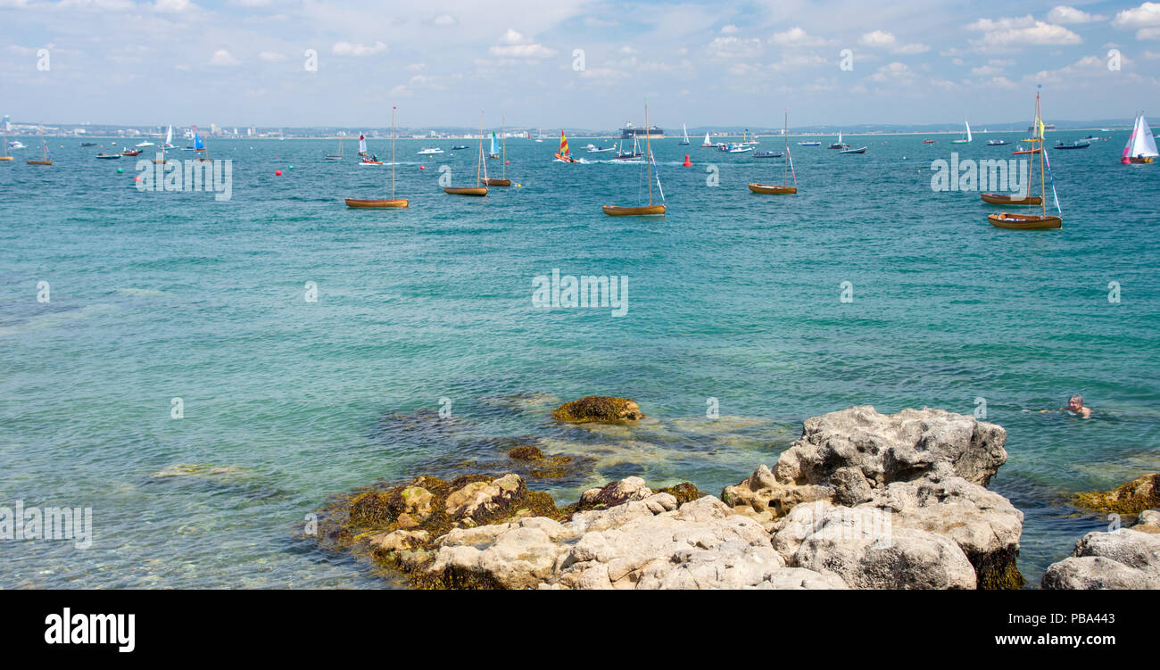 Die Küste bei Seaview, Isle of Wight, Großbritannien an einem heißen Juli Tag 2018 Stockfoto