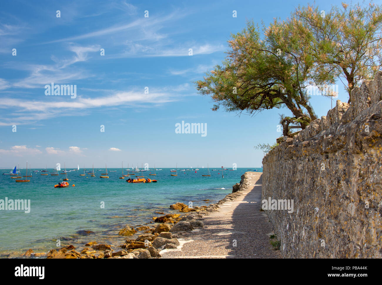 Die Küste bei Seaview, Isle of Wight, Großbritannien an einem heißen Juli Tag 2018 Stockfoto