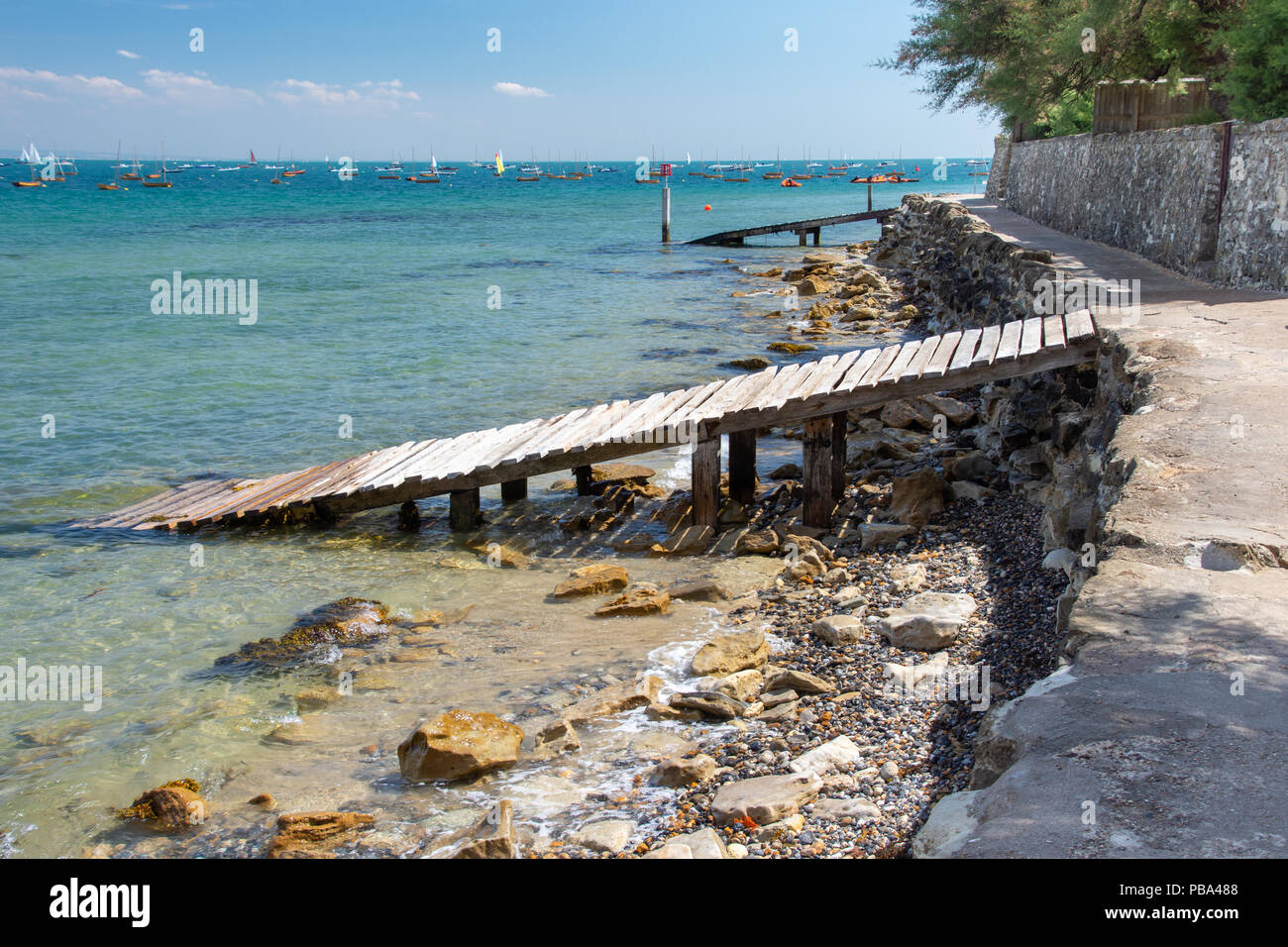Die Küste bei Seaview, Isle of Wight, Großbritannien an einem heißen Juli Tag 2018 Stockfoto