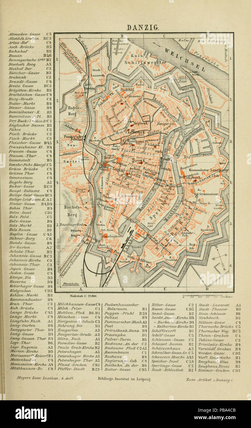 . English: Stadtplan von Danzig (1:22.000) mit Straßenverzeichnis. ca ...