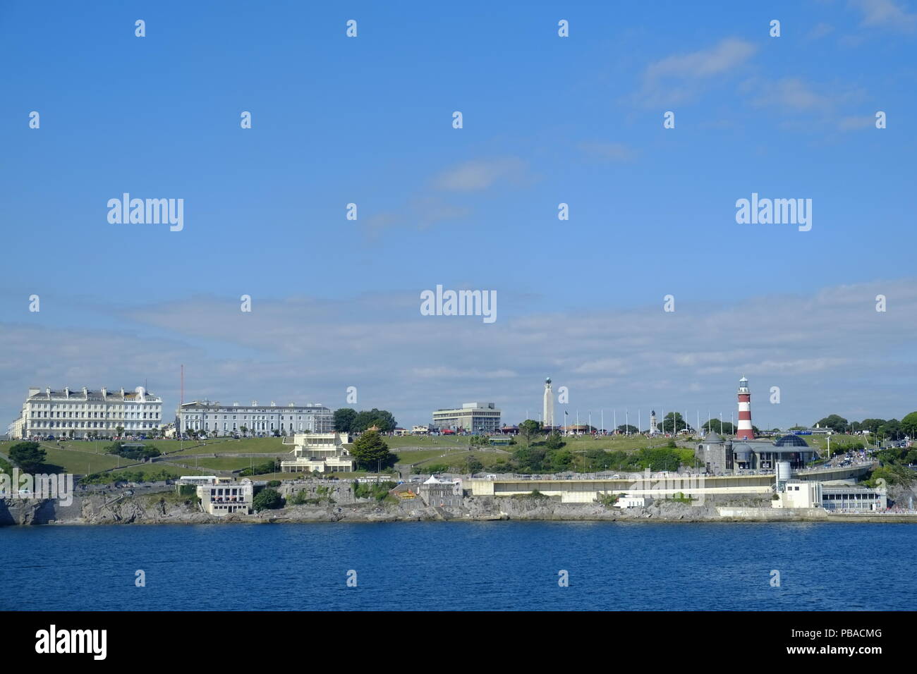 Blick auf Plymouth Hoe vom Sound. South Devon. GROSSBRITANNIEN Stockfoto