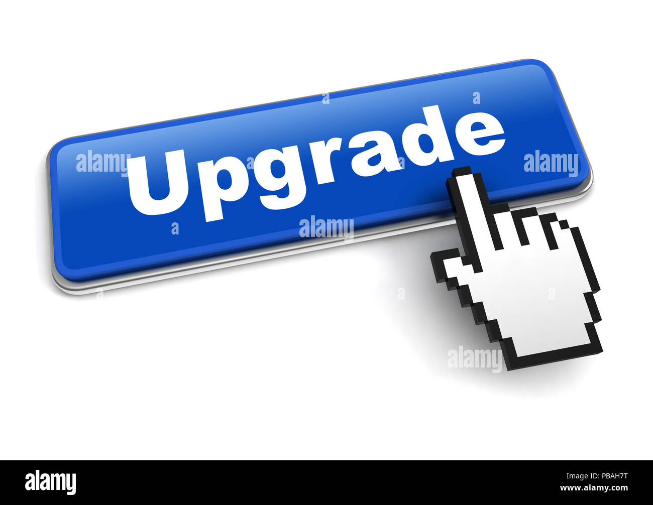 Upgrade Konzept 3d-Abbildung auf weißem Hintergrund Stockfoto