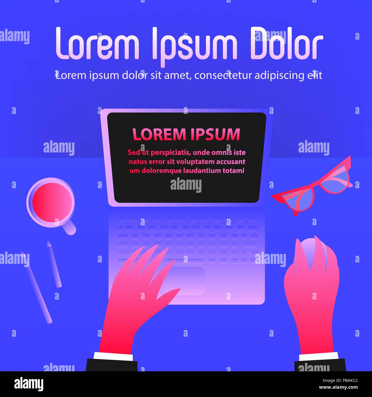 Abstrakte Desktop der Böse böse Chef, Arbeitsplatz des Teufels, Flachbild gradient Design, Vektor, Abbildung Stock Vektor