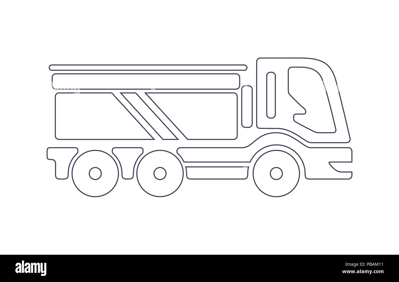 Moderne Lkw Fahrzeug Symbol in flache Linie Stil mit abgerundeten Kanten, Vector Illustration Stock Vektor