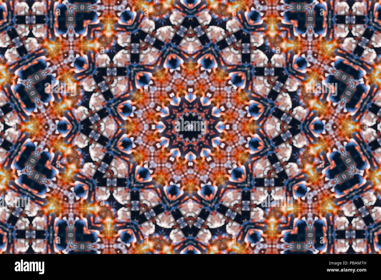 Blur abstrakte Kaleidoskop Muster Hintergrund, bunte reflektierende Spiegelung Hintergrund als Grafik Design Element Stockfoto