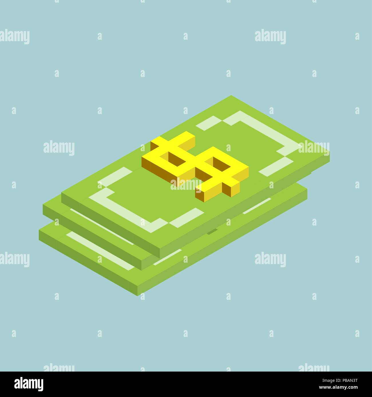 Dollars, Dollars Würfel Formular abzeichnen, isometrische US-Währung Symbol, Vector Illustration Stock Vektor