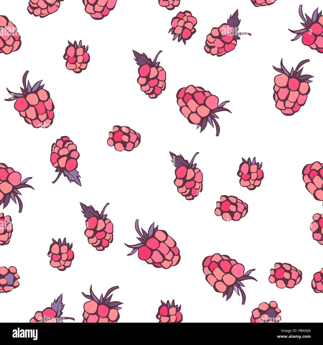 Die nahtlose Vektor Muster von Himbeeren im Comic-Stil Stock Vektor