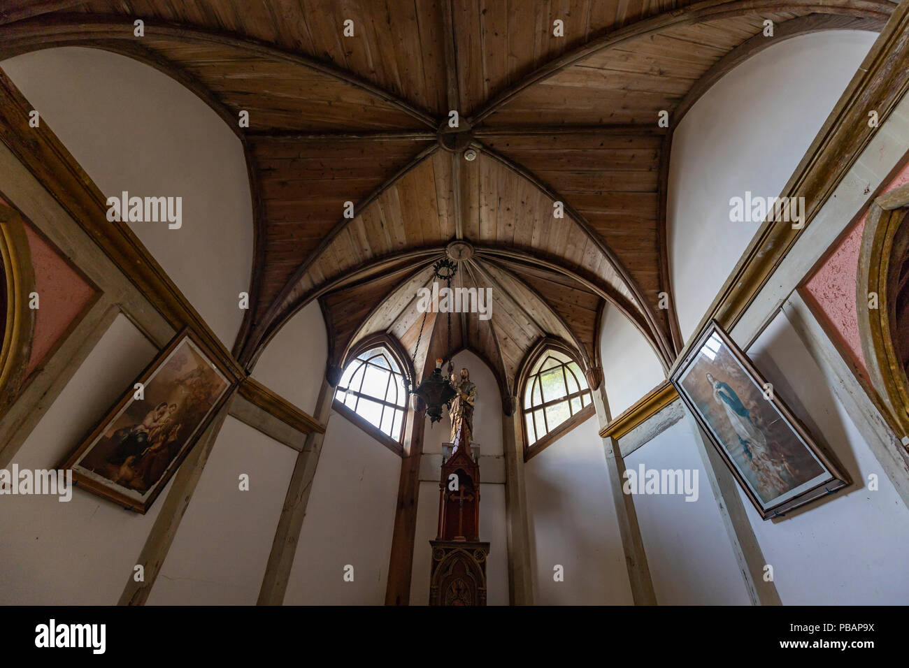 Ehemalige Gorin Kirche ist eine Wiederherstellung der Hamawaki Kirche, die 1881 erbaut wurde und die zweitälteste Kirche aus Holz nach Oura Kirche in Nagasaki. In Stockfoto