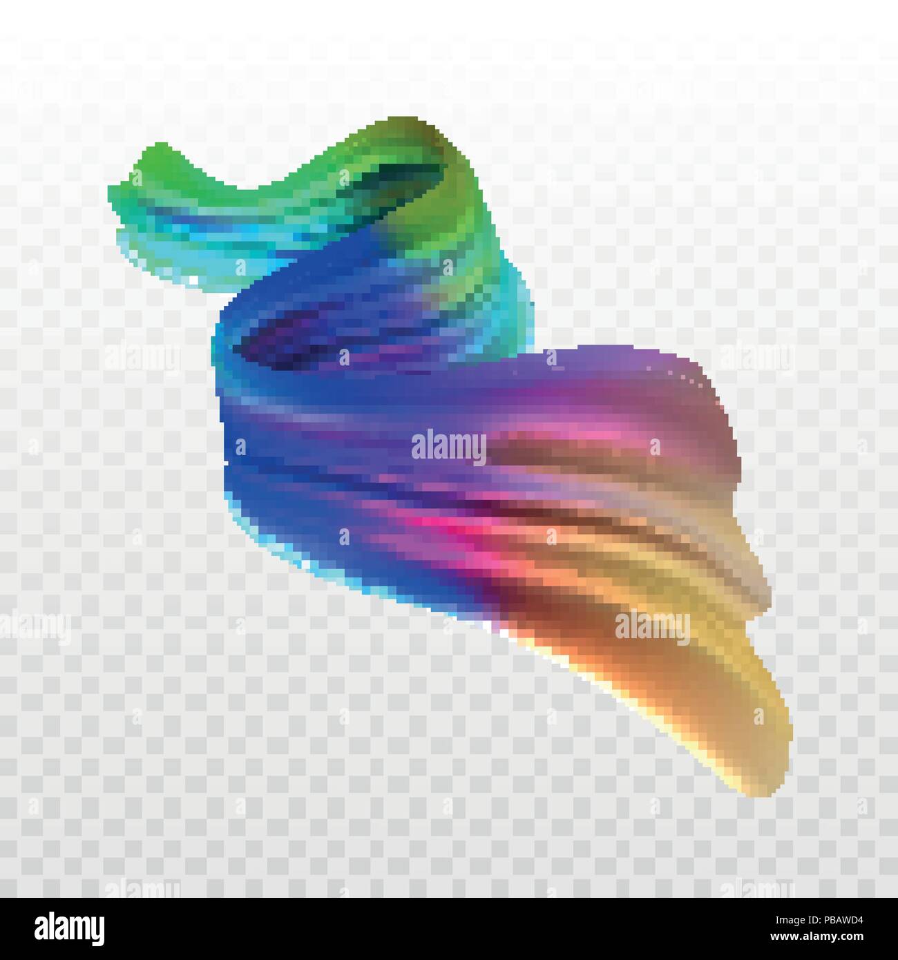 Vektor Illustration bunte realistische Öl, Acryl. Säure Farben. Pinselstrich isoliert auf kariertem Hintergrund transparent. Vorlage für Plakat, Banner, Flyer, Präsentation, Aufkleber Stock Vektor