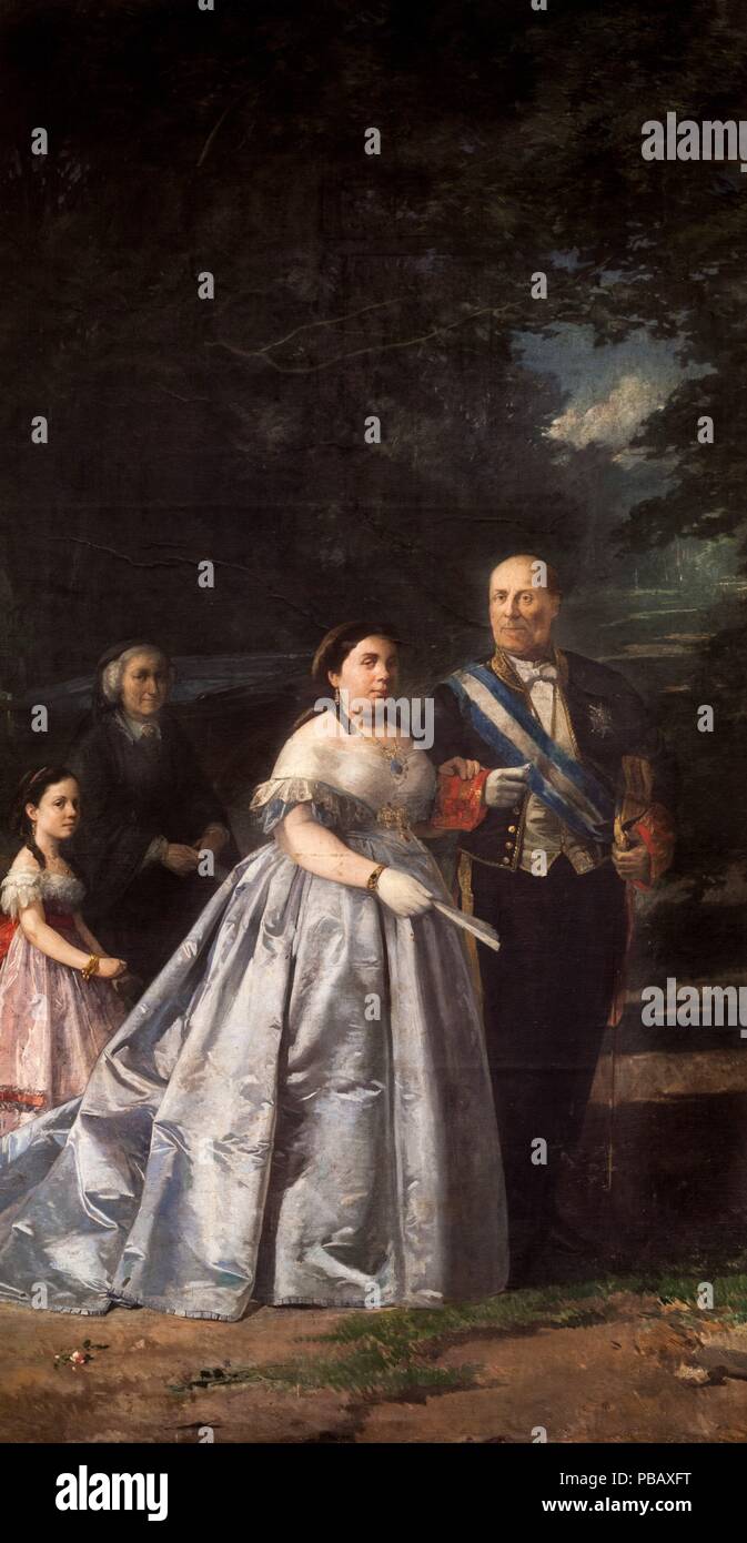 Anonyme/'Königin Isabel II. besucht Quinta de San Antonio de Córdoba', um 1862, Öl auf Leinwand, 3,74 x 5,85 m. Stockfoto
