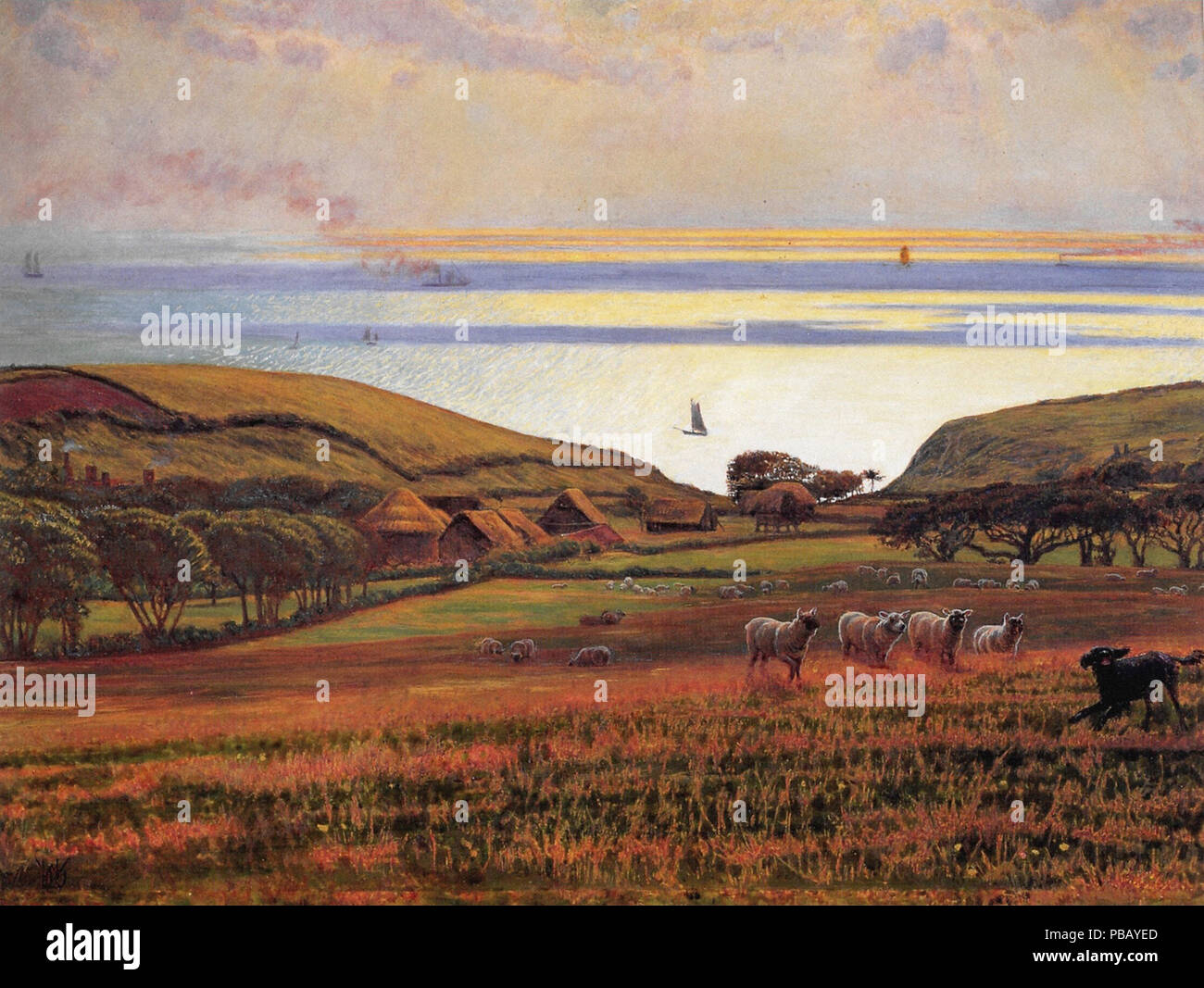 Hunt, William Holman - Fairlight Downs - Sonnenlicht auf dem Meer Stockfoto