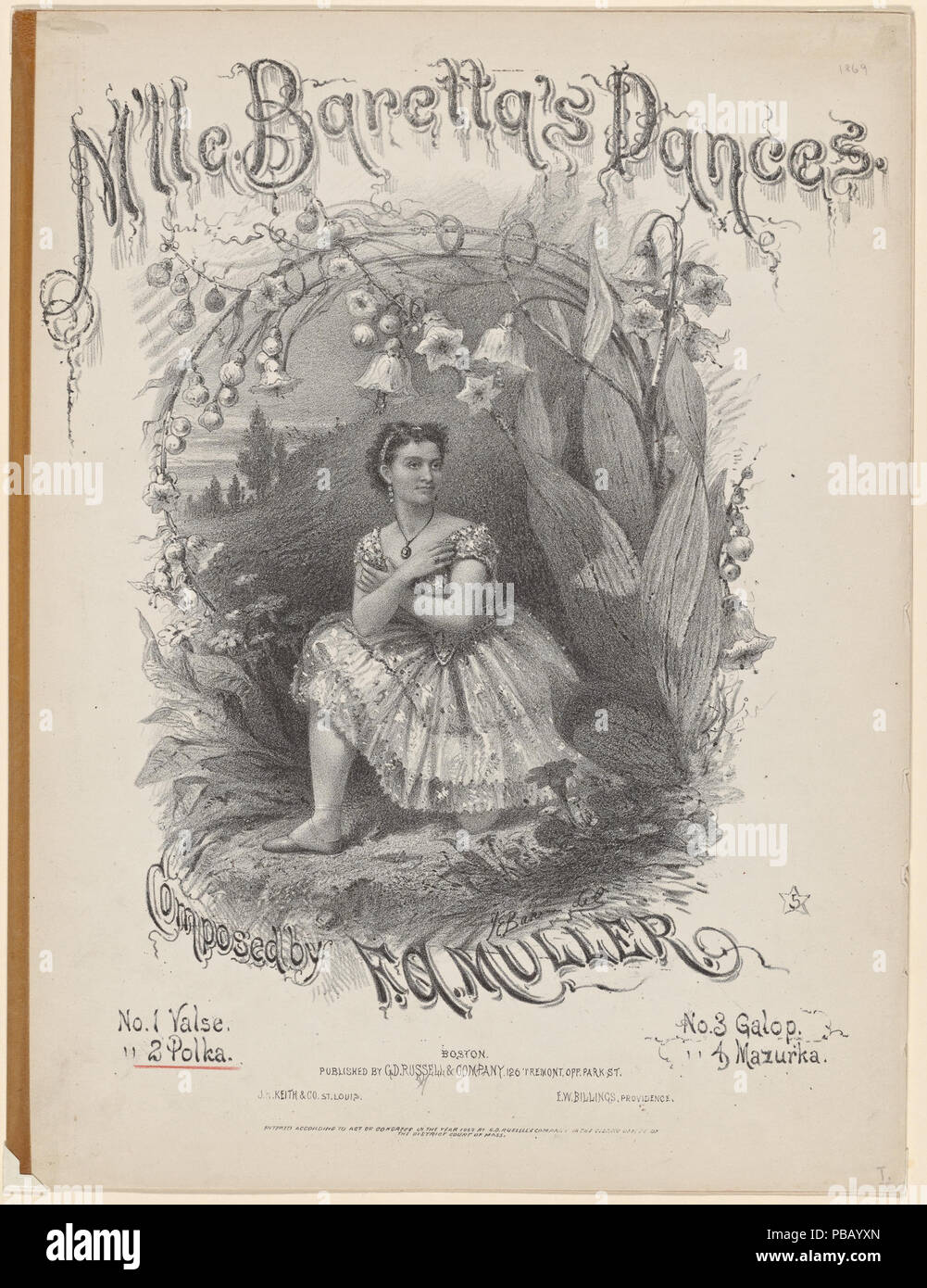 1052 Mlle Baretta's Tänze, komponiert von F.A. Muller (Nypl b 12147573-5073650) Stockfoto