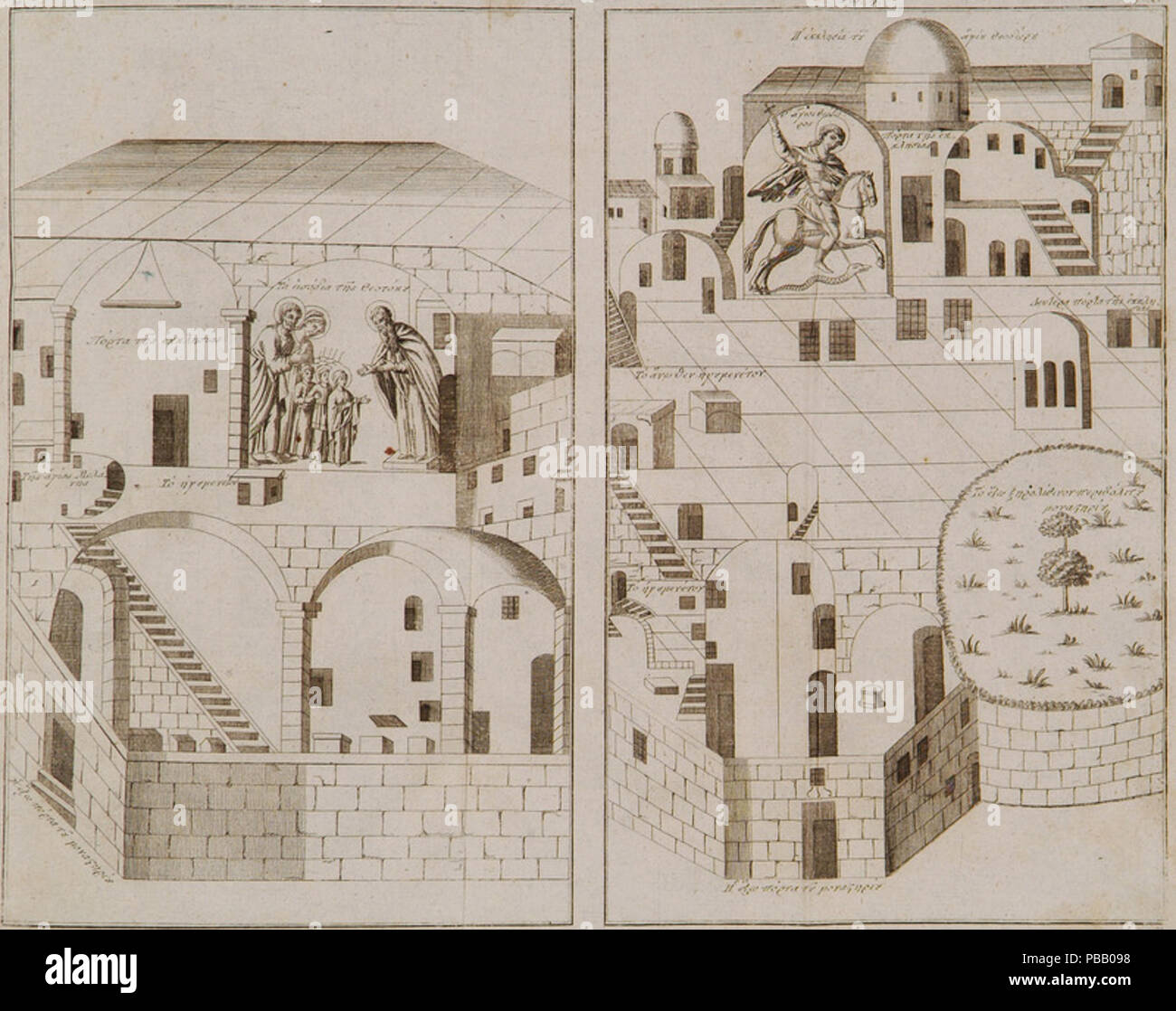 1054 Das Kloster der Jungfrau Maria Kloster des Heiligen Theodor Tyron und St. Theodor Stratelates - CHRYSANTHUS von Bursa - 1807 Stockfoto