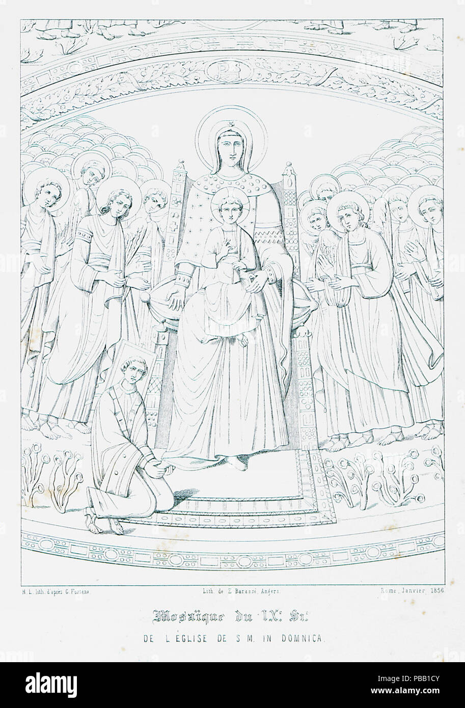 1059 Mosaïque du IXe Sie De l Église de S M in Domnica - Godard - faultrier Victor - 1857 Stockfoto