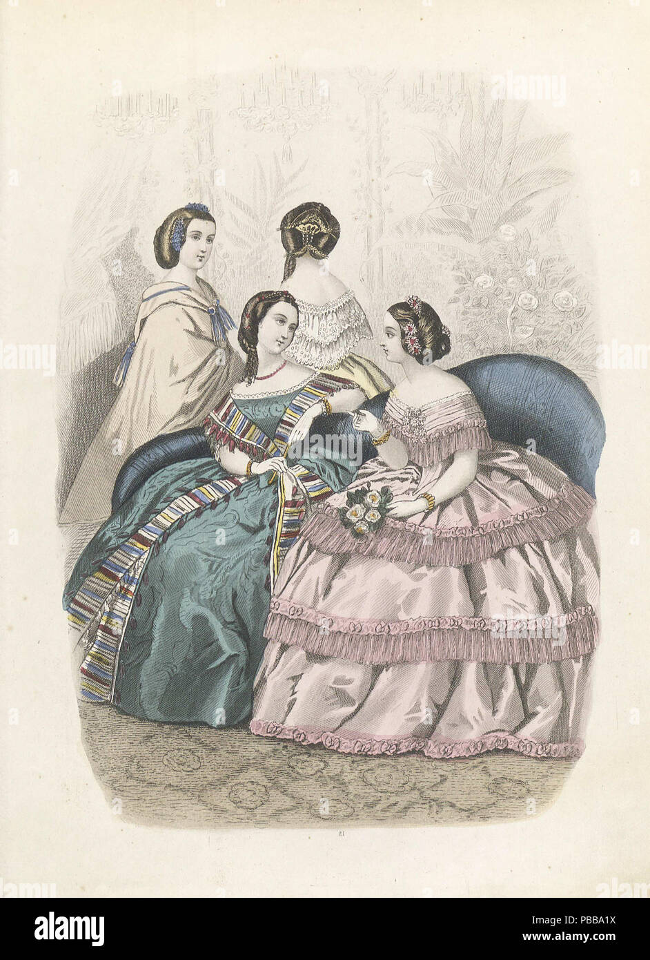 1122 Nyaste journal för Damer 1858, Abbildung Nr. 3 Stockfoto