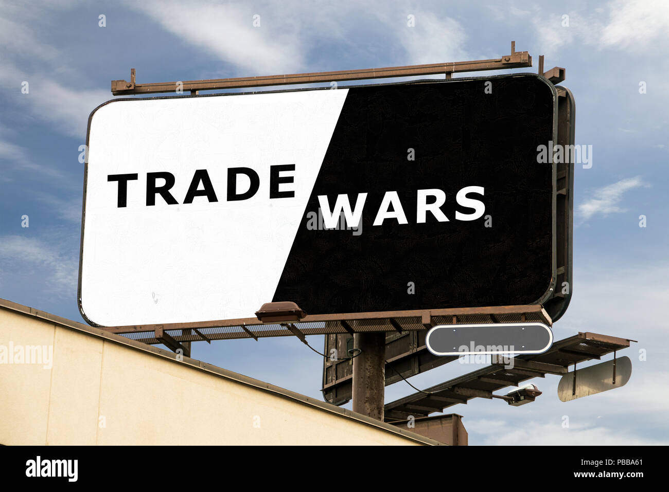 Reklametafeln mit Handelskriegen Stockfoto