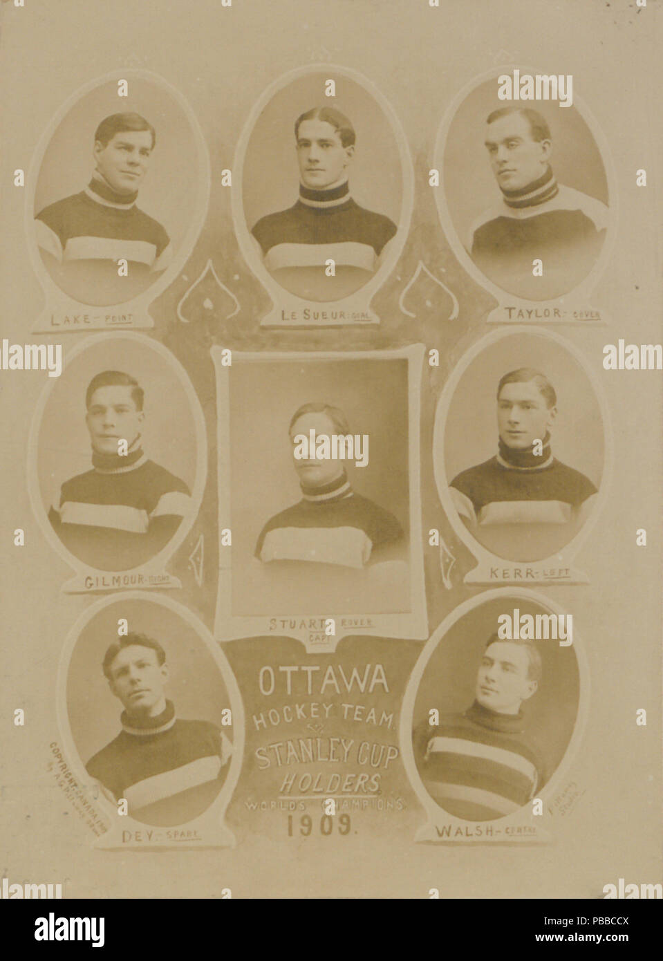 1144 Ottawa Hockey Team, Stanley Becherhalter, Weltmeister, 1909 (HS 85-10 -20618) Stockfoto