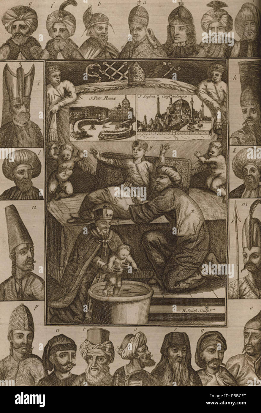 1144 Osmanischen Beamten Mitglieder des höheren Klerus bedeutende Politiker und andere Persönlichkeiten des frühen 18. Jahrhunderts Hag-La Mottraye Aubry De - 1727 Stockfoto