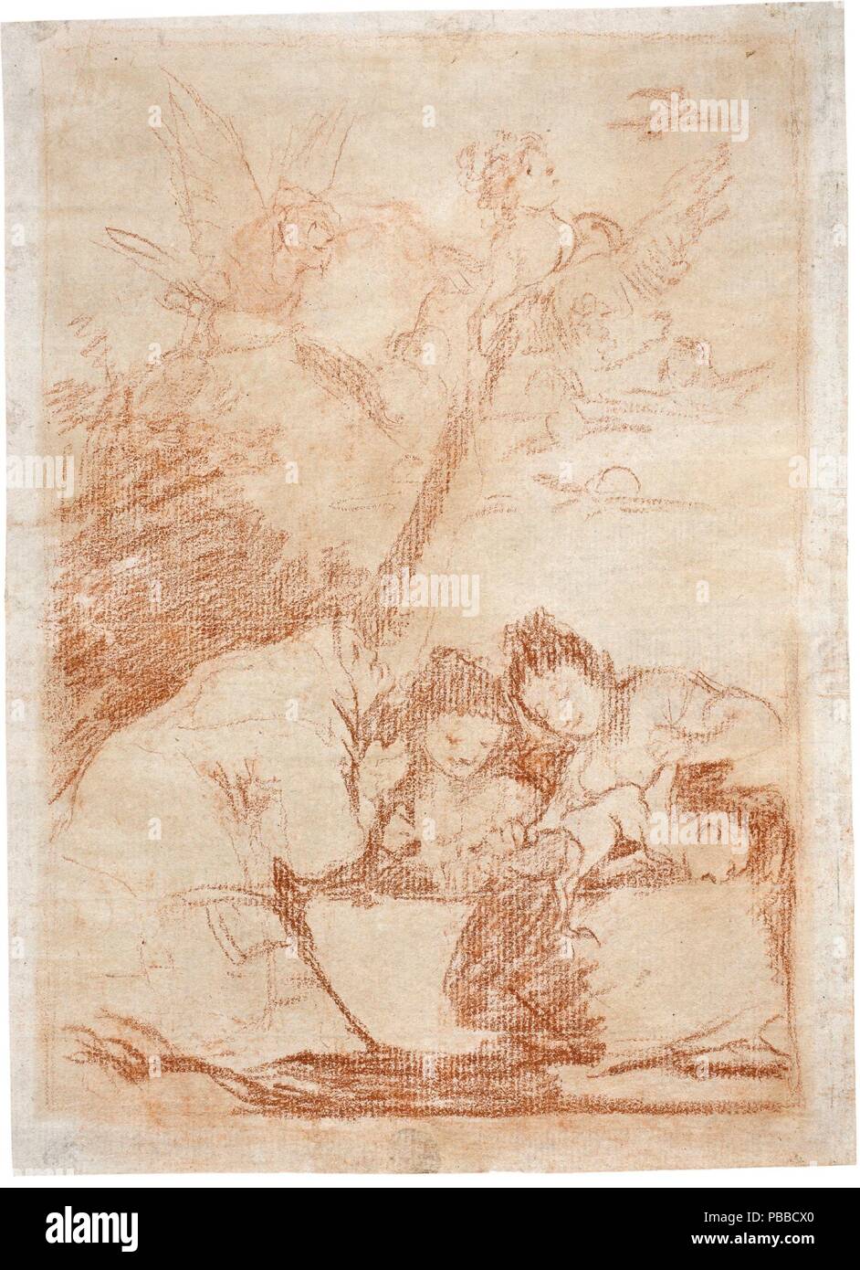 Francisco de Goya y Lucientes/' Alle werden fallen". 1797. Rote Kreide auf Elfenbein Bütten. Museum: Museo del Prado, Madrid, España. Stockfoto