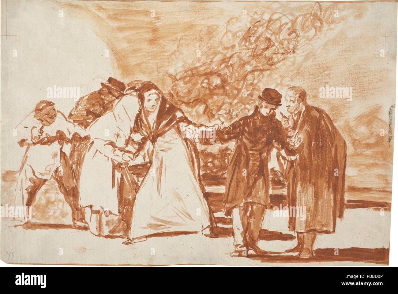 Francisco de Goya y Lucientes/ "Ermahnung". 1815 - 1819. Red Wash, Rote Kreide auf Elfenbein Bütten. Museum: Museo del Prado, Madrid, España. Stockfoto