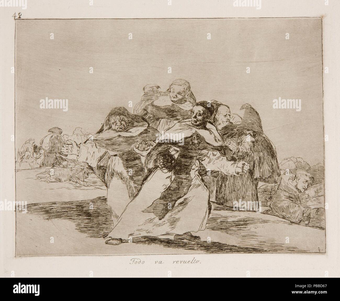 Francisco de Goya y Lucientes/' ist alles auf den Kopf gestellt". 1810 - 1814. Ätzen, Burin auf Elfenbein Papier. Artwork auch als: DESASTRES DE LA GUERRA (1810-1815) - DESASTRE Nº 42 - TODO VA REVUELTO bekannt. Museum: Museo del Prado, Madrid, España. Stockfoto