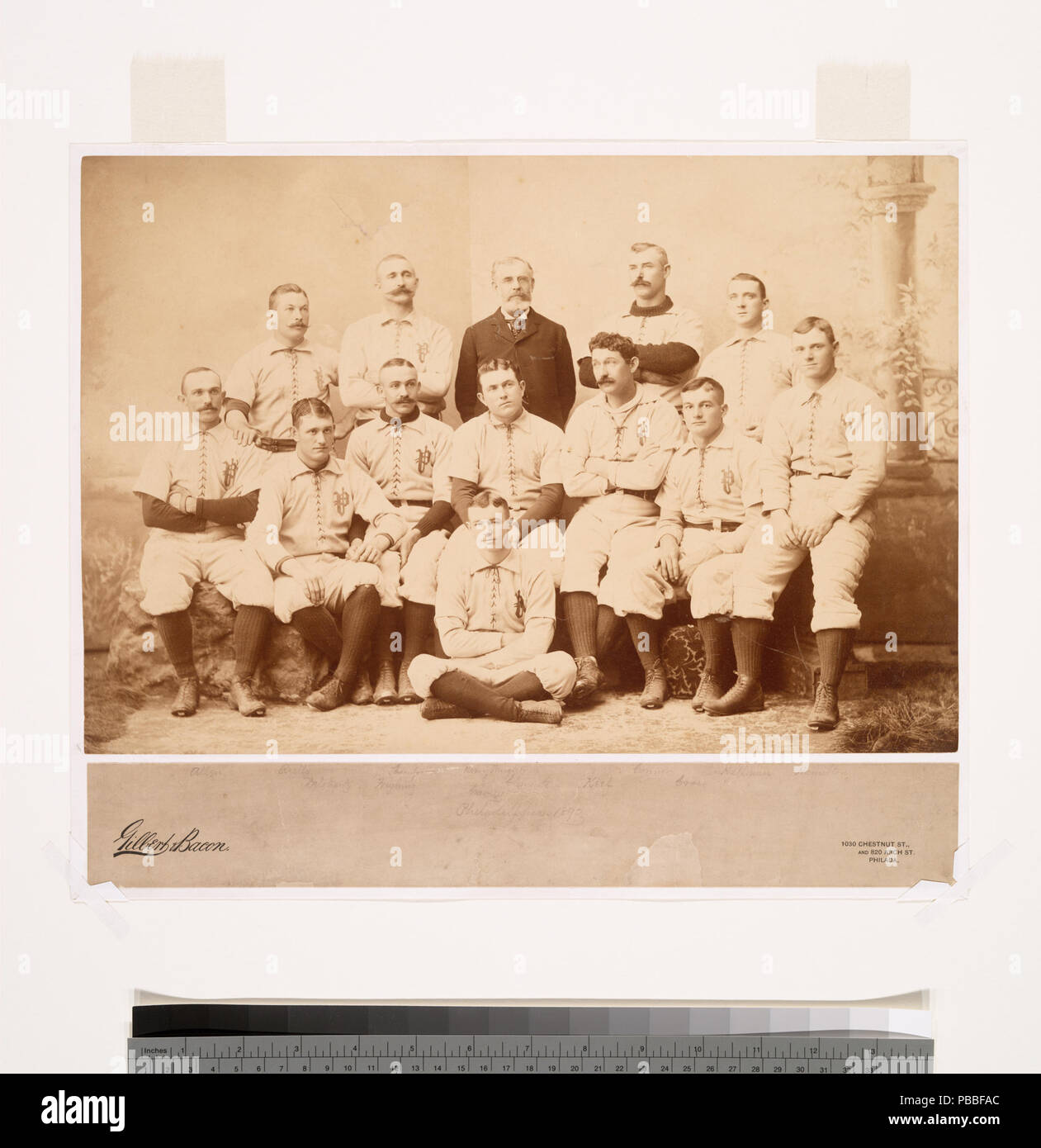 1187 Philadelphia Baseball Club, S., 1892, Allen, Reilly, Thompson, Harry Wright, Connor, Hallman, Hamilton, Delahanty, Clements, Keefe, Kreuz, Weyhing, Carsey (Nypl b 13537024-56551) Stockfoto