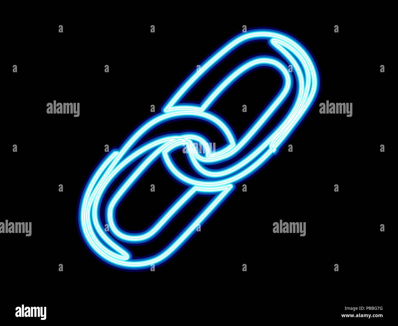 Eine durchgehende Linie kunst blockchain Seufzer. Link Chain Finance moderne Technik neon blau leuchten design Währung online Banking eine Skizze Maßbild Vector Illustration Stock Vektor