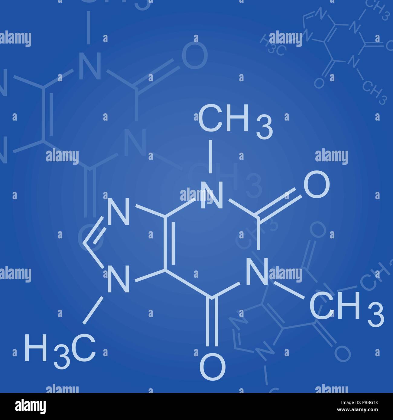 Chemische Formel auf blauem Hintergrund - Formel für organische Chemie Stock Vektor
