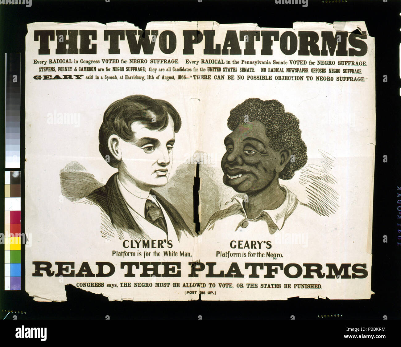1241 Rassistische Plakat "Die beiden Plattformen", 1886 Stockfoto