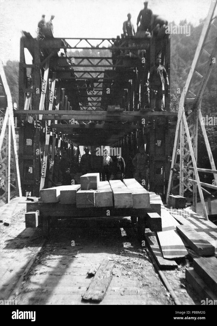 1243 Eisenbahnbrücke, sapper Fortepan 73709 Stockfoto