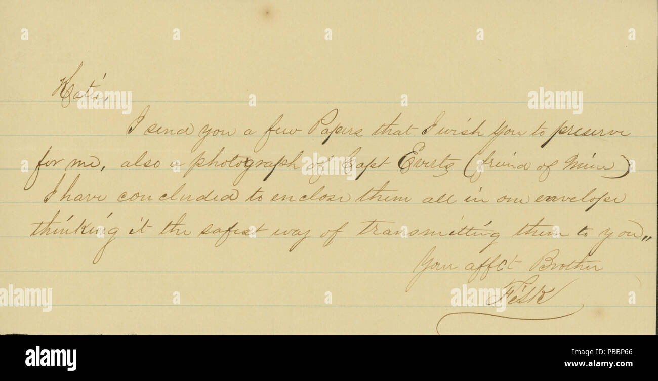 1119 Hinweis unterzeichnet Fisk (Abia Fisk Gore), Katie, 1861-1865 Stockfoto