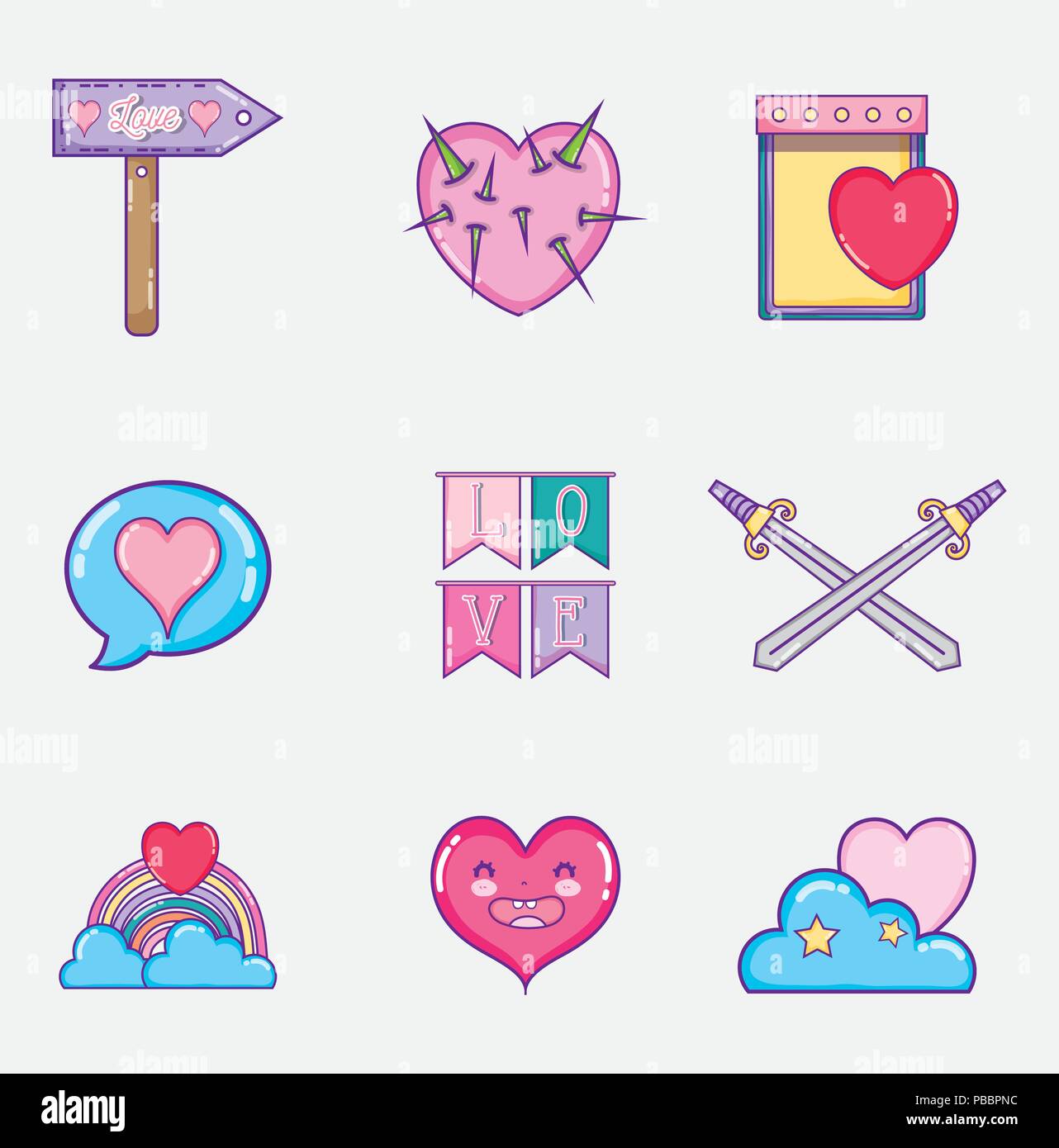 Satz von Liebe und Herz cartoons Stock Vektor