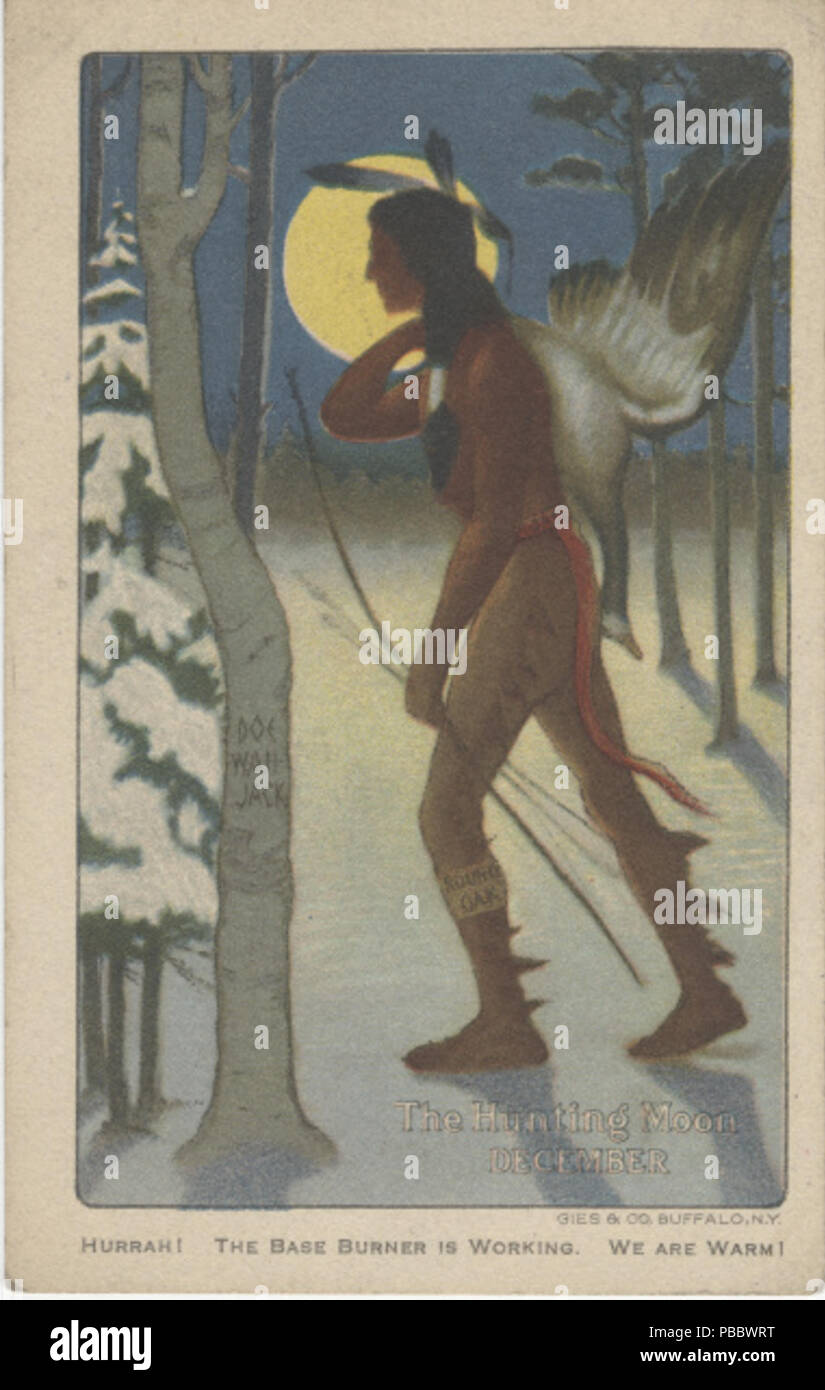 . Englisch: Persistente URL: Digital.lib.muohio.edu/u?/tradecards,995 betrifft (TGM): Indianer Nordamerikas; indigene Völker; Mond; Jagd; Gänse; Geräte; Öfen; Öfen; Herd; Auszeichnungen; Stichworte: Runde Eiche Base Brenner Preisträger A.Y.P. Ausstellung Seattle Doe Wah-Jack. ca. 1909 1148 S. D. Beckwith, Inc. (3093609318) Stockfoto