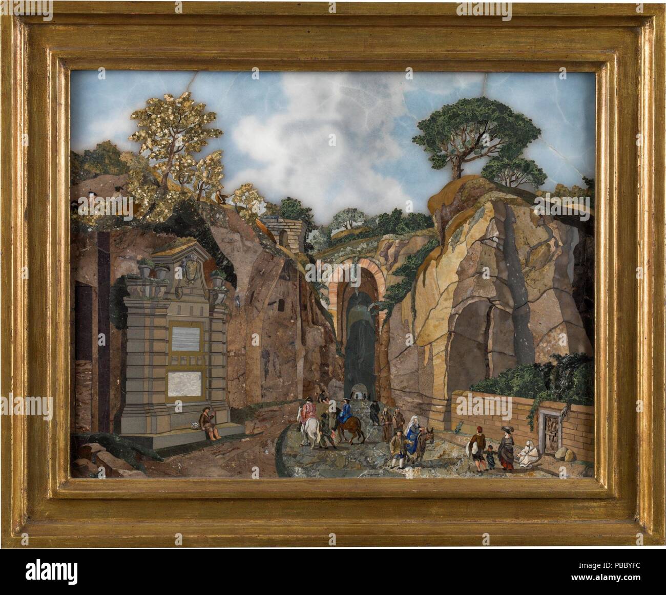Echten Laboratorio de Piedras Duras del Buen Retiro / "Die Grotte von Posillipo in Neapel". 1766 - 1800. Hardstone, wertvoll. Museum: Museo del Prado, Madrid, España. Stockfoto