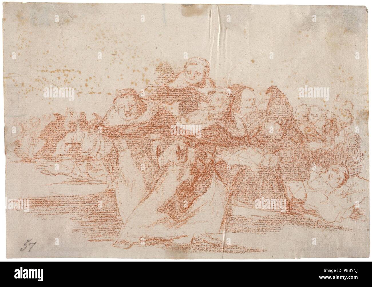 Francisco de Goya y Lucientes/' ist alles auf den Kopf gestellt". 1810 - 1814. Rote Kreide auf Elfenbein Bütten. Museum: Museo del Prado, Madrid, España. Stockfoto