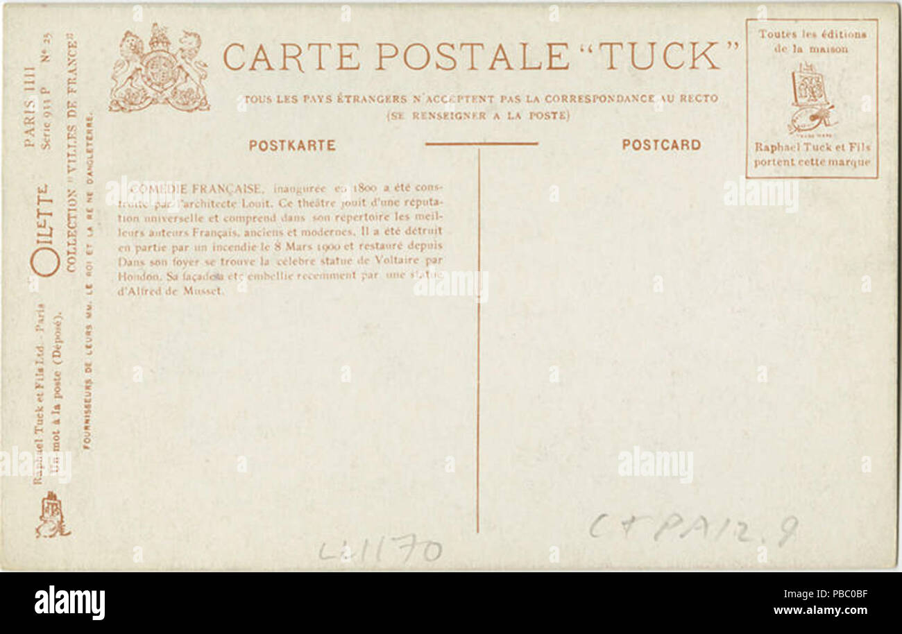 1169 Paris. Theater Francais. 933 P25 (NBY) 419594 Stockfoto