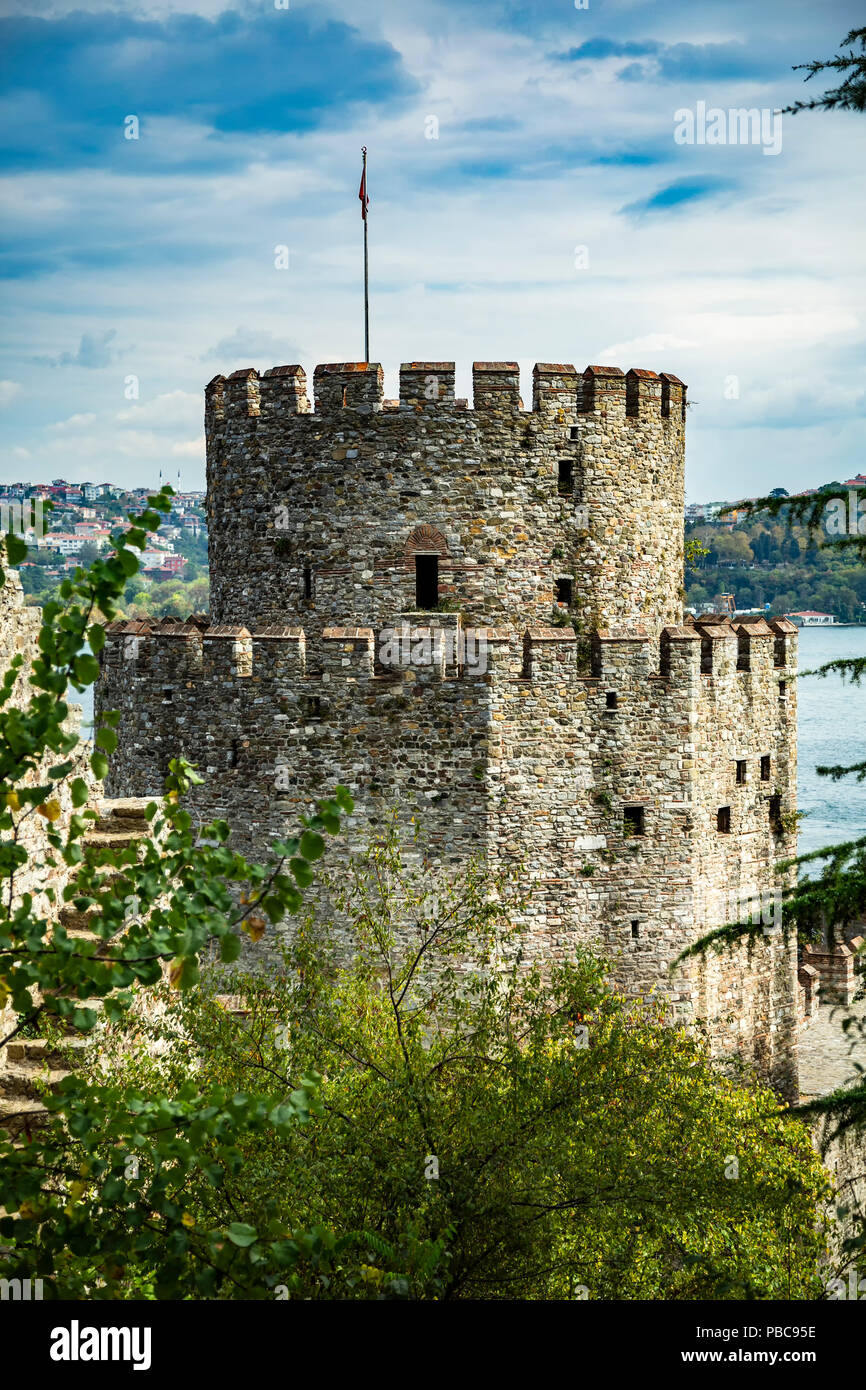 Turm, Festung Europa (rumelihisari), Istanbul, Türkei Stockfoto