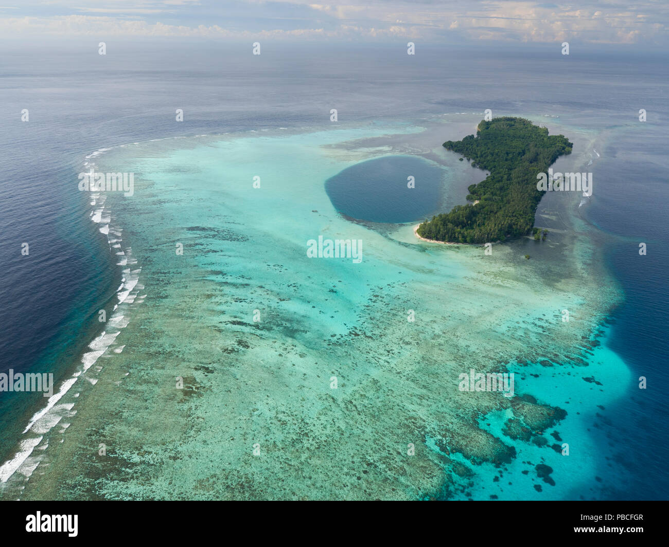 Luftbild von Alim Island, Papua Neu Guineaoverview Stockfoto