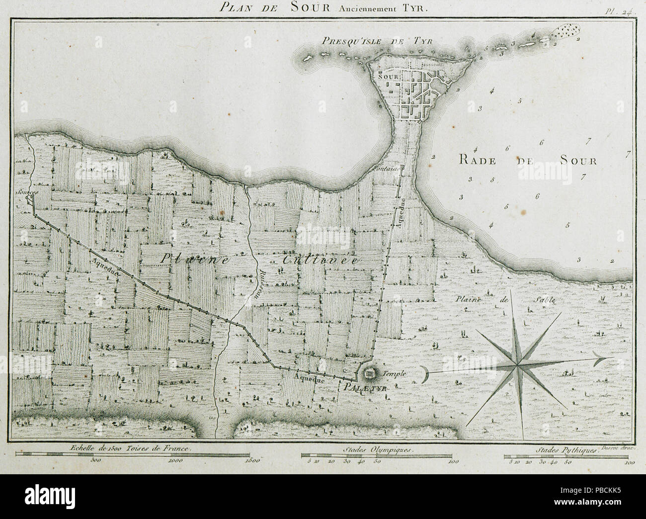 1203 Plan de Sauer Anciennement Tyr - Olivier Guillaume Antoine - 1801 Stockfoto