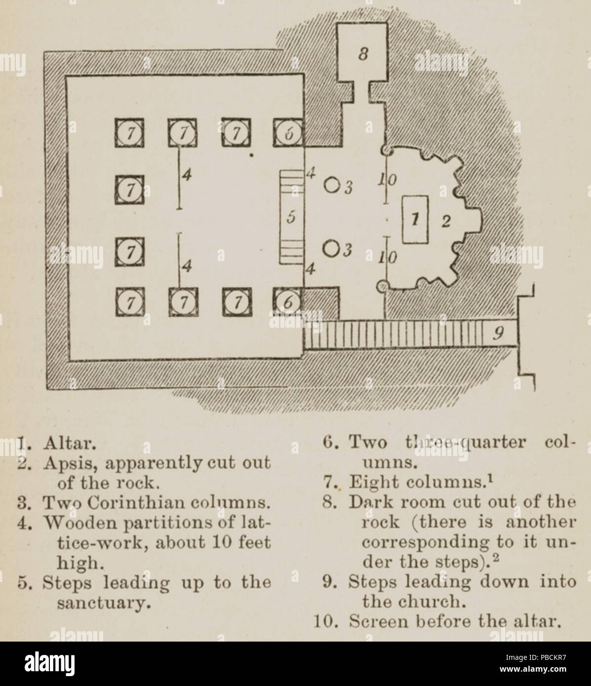 1204 Plan der Kapelle des Klosters der Heiligen Jungfrau Maria (Deir al-Adra) in Minya, Ägypten - Curzon Robert - 1849 Stockfoto