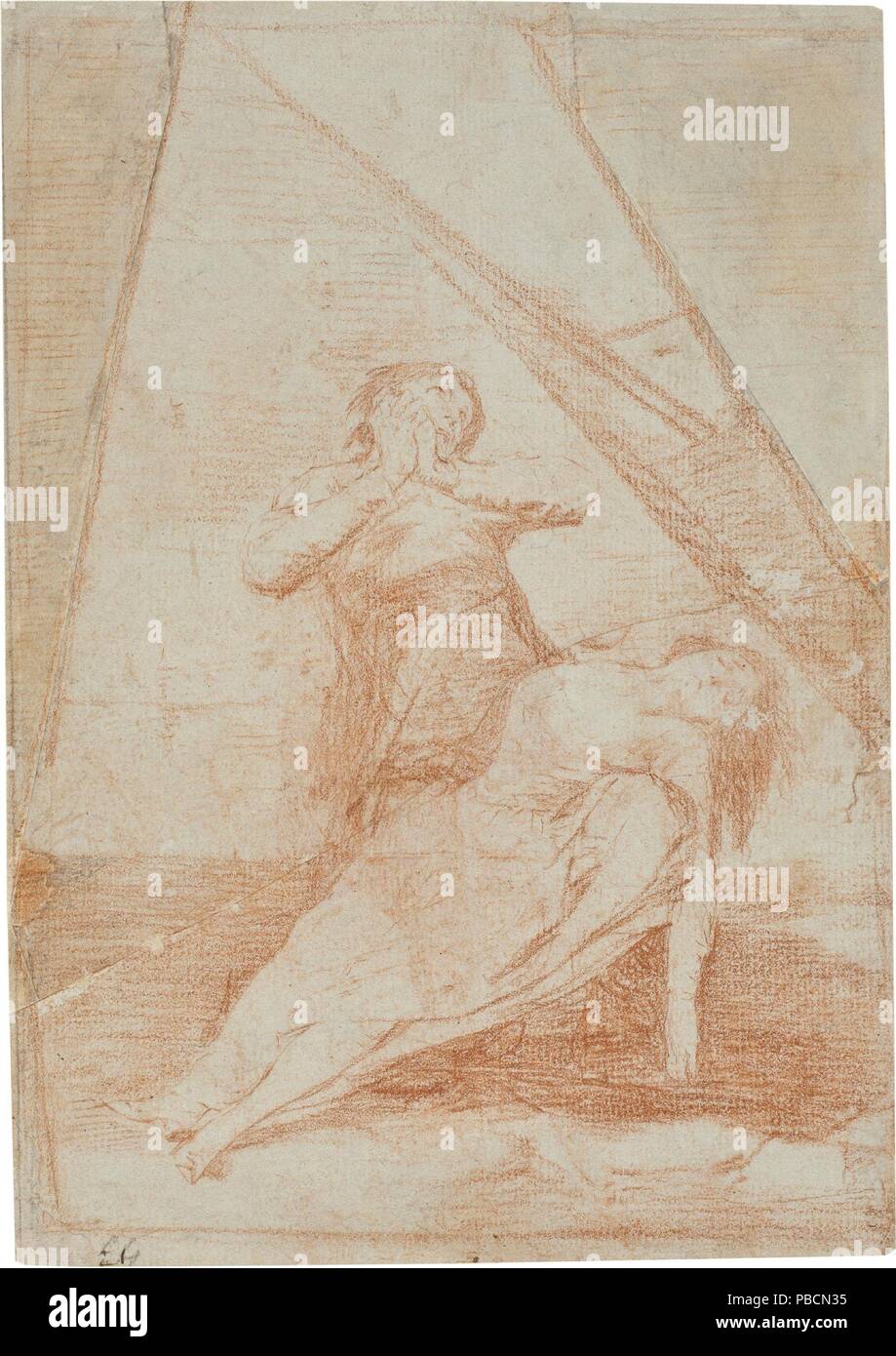 Francisco de Goya y Lucientes/ "tantalo. Capricho 9'. 1797 - 1798. Bleistift, Rote Kreide auf Papier. Museum: Museo del Prado, Madrid, España. Stockfoto
