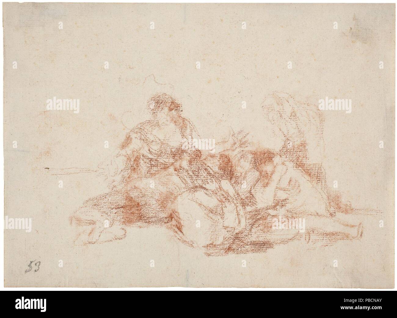 Francisco de Goya y Lucientes/Hunger Szene'. 1812 - 1814. Rote Kreide auf Elfenbein Bütten. Museum: Museo del Prado, Madrid, España. Stockfoto