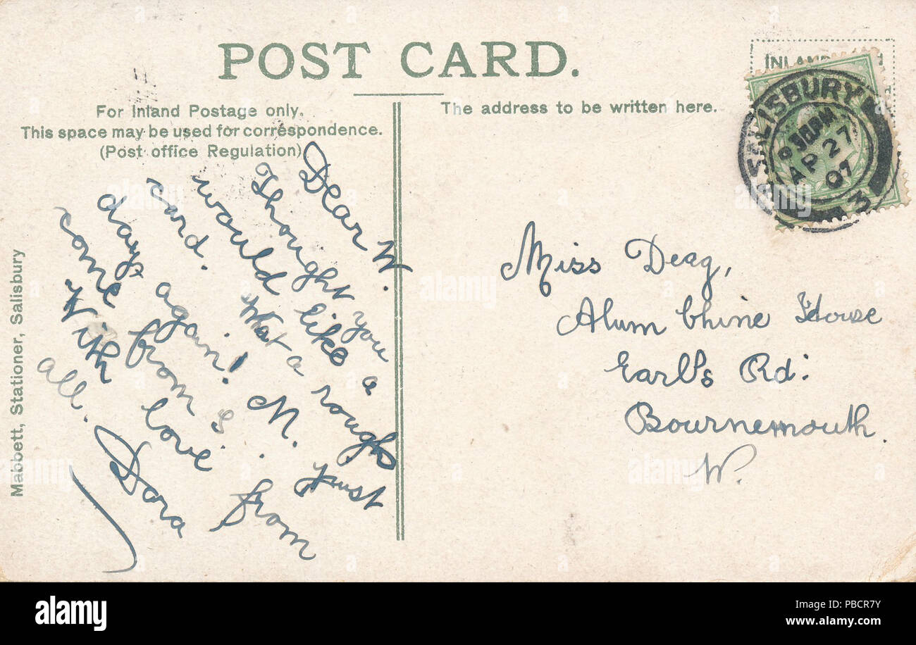 1222 Geflügel Kreuz, Salisbury - Mabbett Postkarte - Rückseite Stockfoto