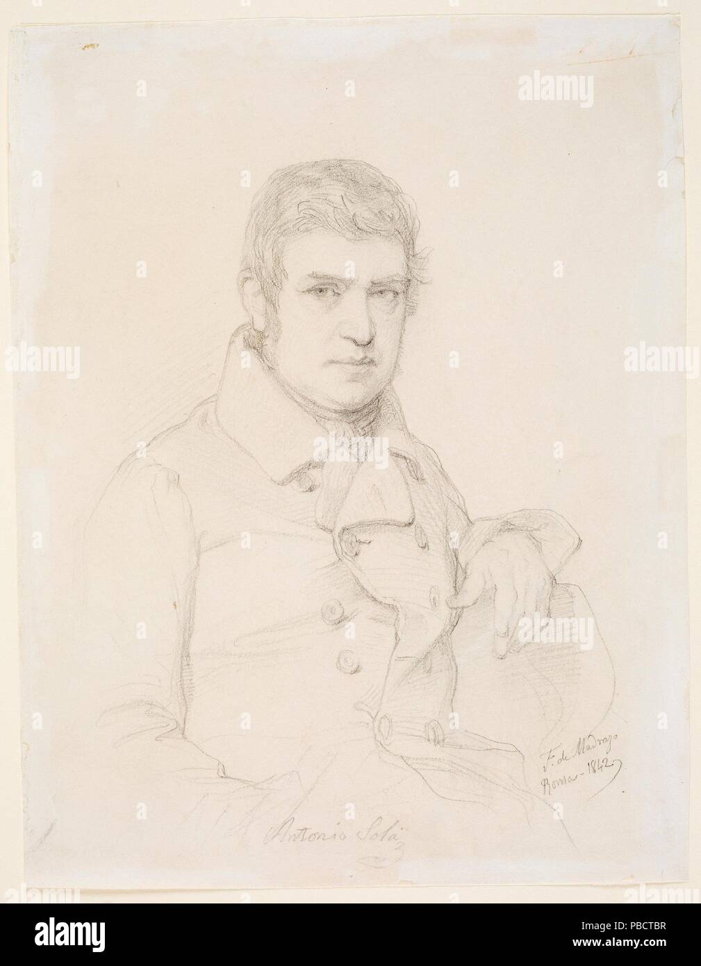 Federico de Madrazo y Kuntz / "Die Bildhauer Antonio Solá'. 1842. Bleistift auf Papier. Museum: Museo del Prado, Madrid, España. Stockfoto